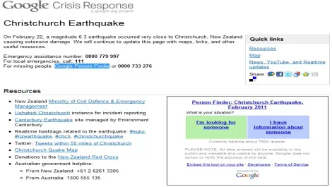Google launches Christchurch response site