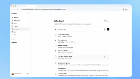 OpenAI expands ChatGPT scheduled tasks with new hub